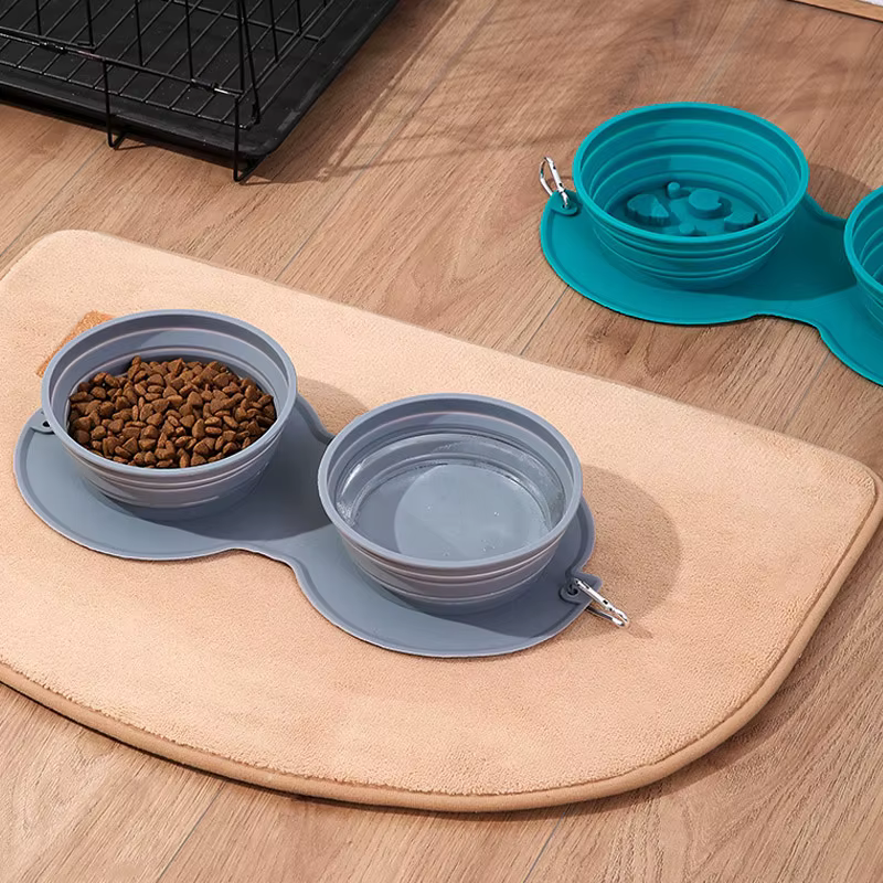 Comedero Doble Plegable 2 en 1 Bolsa Portátil de Silicona para Comida y Premios para Perros, Comedero de Viaje para Perros y Gatos, Artículos para Mascotas — imagen 4