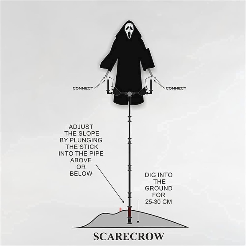 Creative Garden Ghostface Scarecrow Yard Hanging Scaring Scream Halloween Ghostface Scarecrow Decoration Repeller Bird — image 5