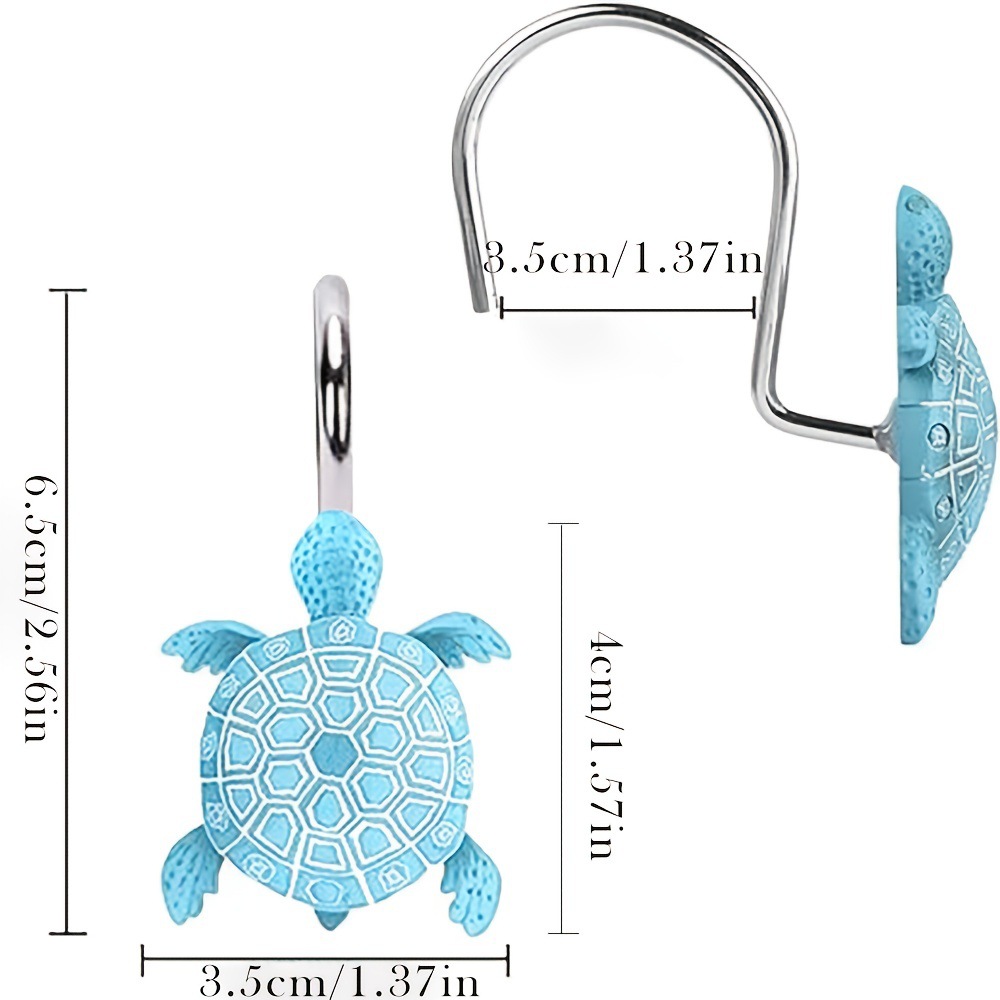 Blue Turtle-Shaped No-Drill Stainless Steel & amp; Resin Wall Hook for Bathroom Shower Curtain — image 5