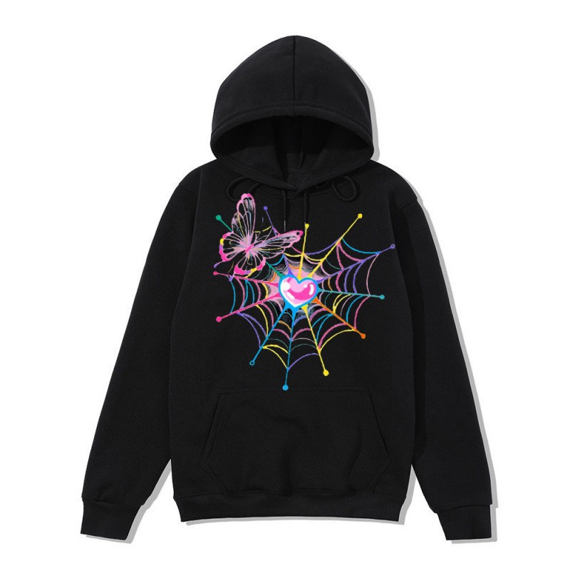 Dark Gothic Streetwear Hoodie for Men and Women, Large Size Spider Web Pattern Zipper Sweatshirt — image 2