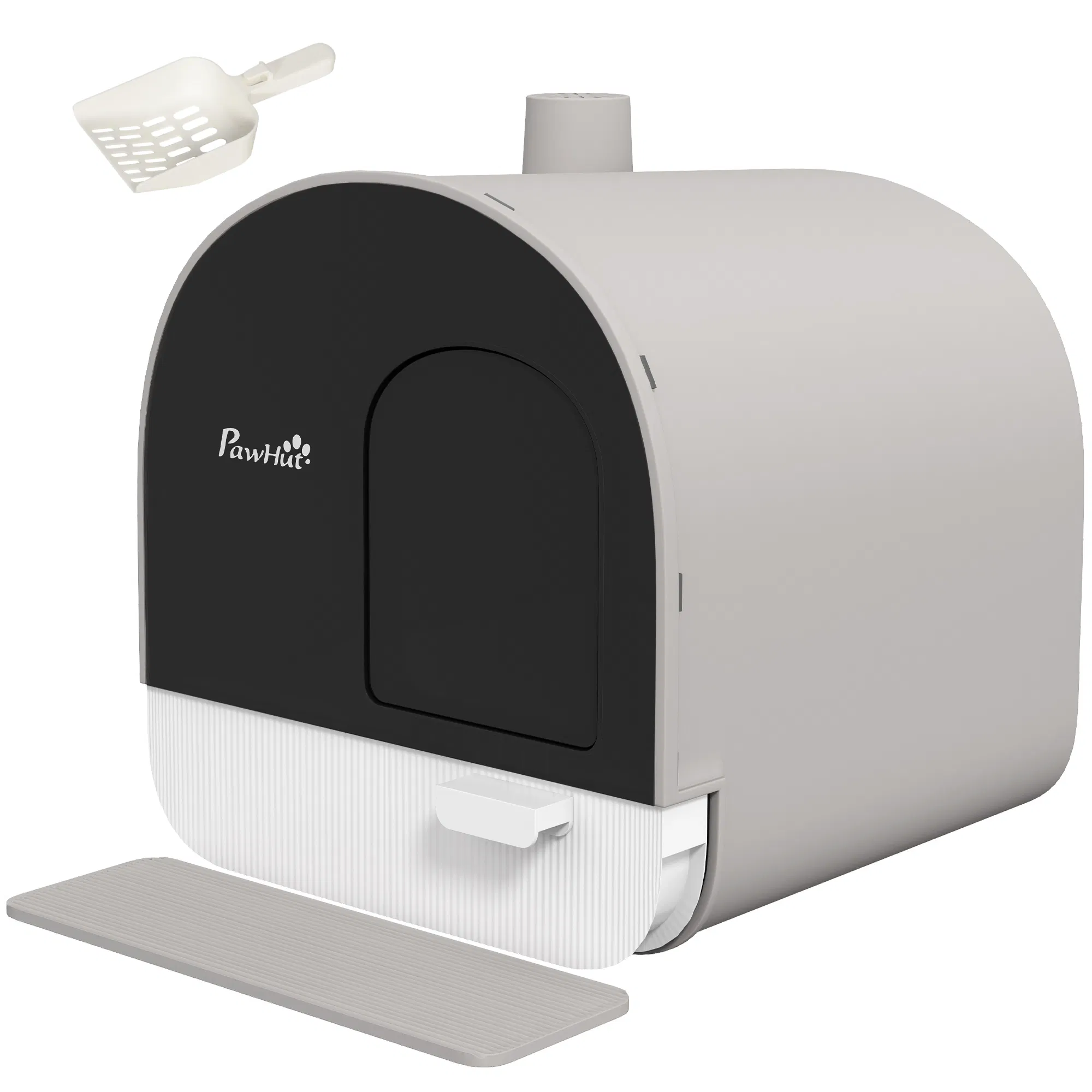 Cat Litter Box with Lid, Removable Tray, Scoop, Filter, Light Grey — image 1