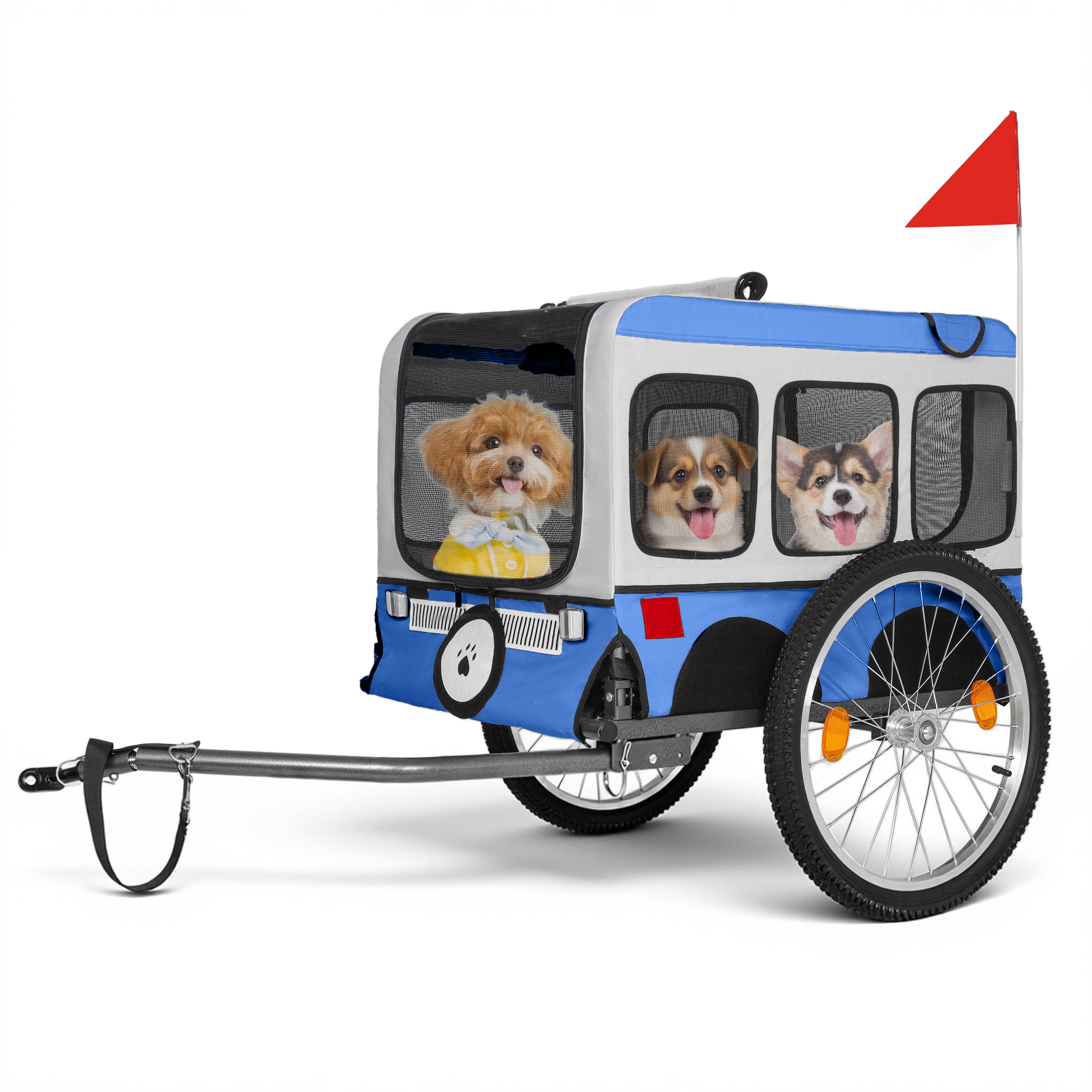 Remolque de Bicicleta Plegable Grande para Perros - Llantas de 20×2 1/8 Pulgadas, Estructura de Acero Resista, Diseño Espacioso, Ciclismo y Aventuras en Terrenos Varios — imagen 13