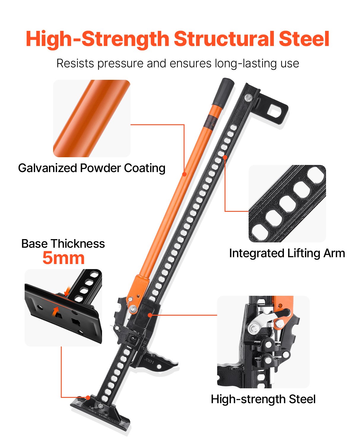 Farm Jack, 42" Utility High Lift Farm Jack, 3.18 Ton (7, 000 Lbs) Capacity Ratcheting Off Road Utility Jacks, Heavy-Duty Lift Jacks With 5.12"-36.6" Lifting Range For Tractor, Truck, SUV — imagen 5