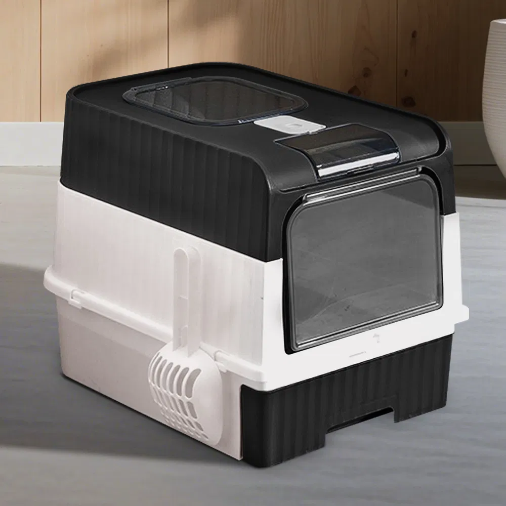 Caja de Arena Mágica Cerrada Total, Acceso Frente y Superior, Cajón Retraible, Control Anti-Espuma de Olor, Grande para Gatos Grandes — imagen 8