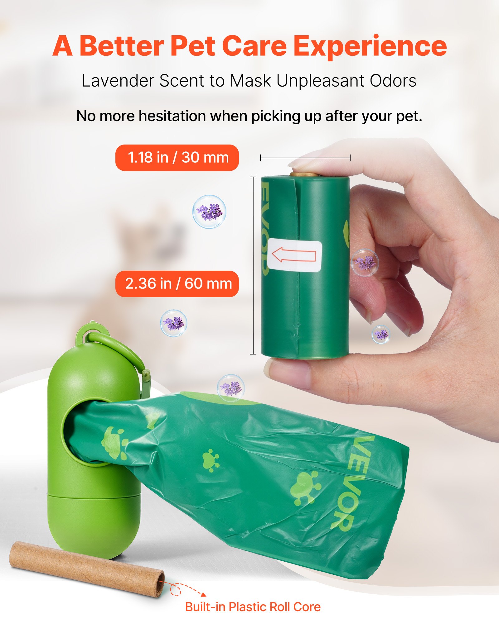 Bolsas de Limpieza para Excremento Canino Grosor Rollo de Repuesto 270PCS Aromatizadas con Lavanda Biodegradables — imagen 4