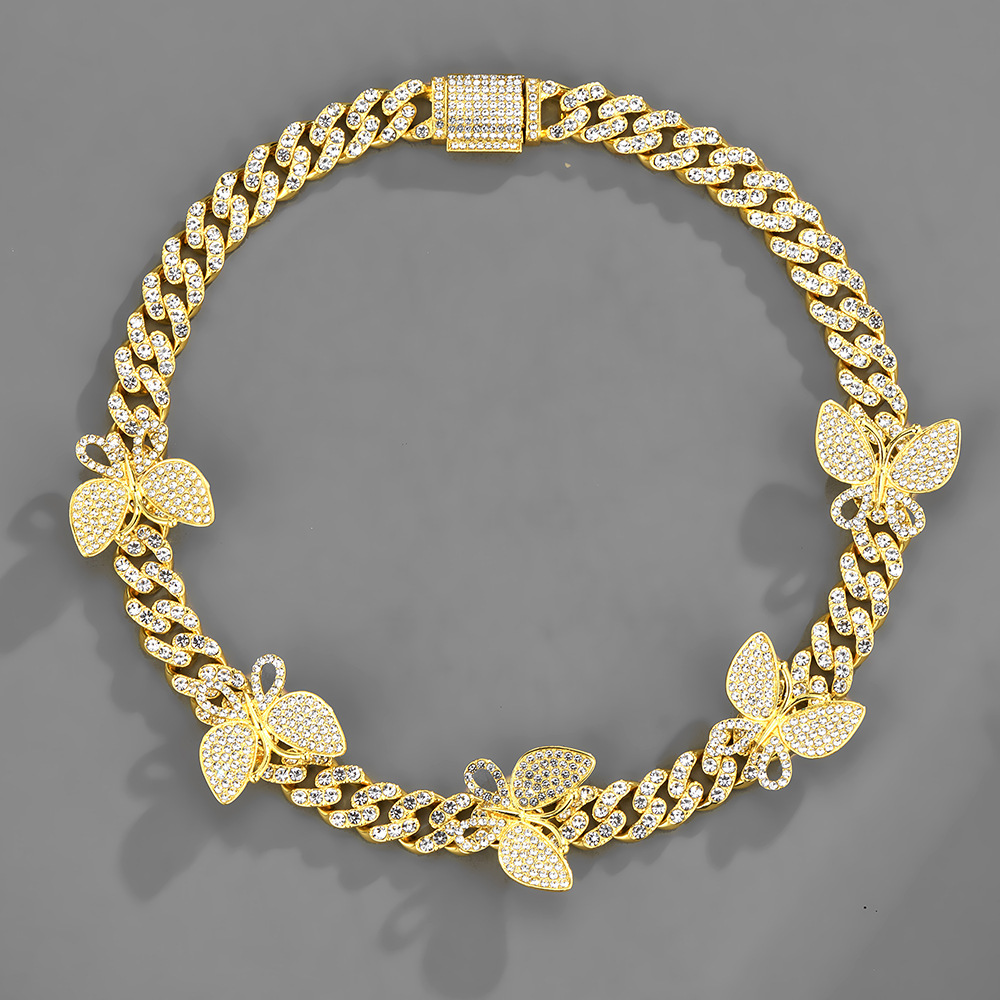 Accesorios para Mariposas Cadena Cubana 15mm Geométrico Collar de Cuello Pulsera Joyería — imagen 5