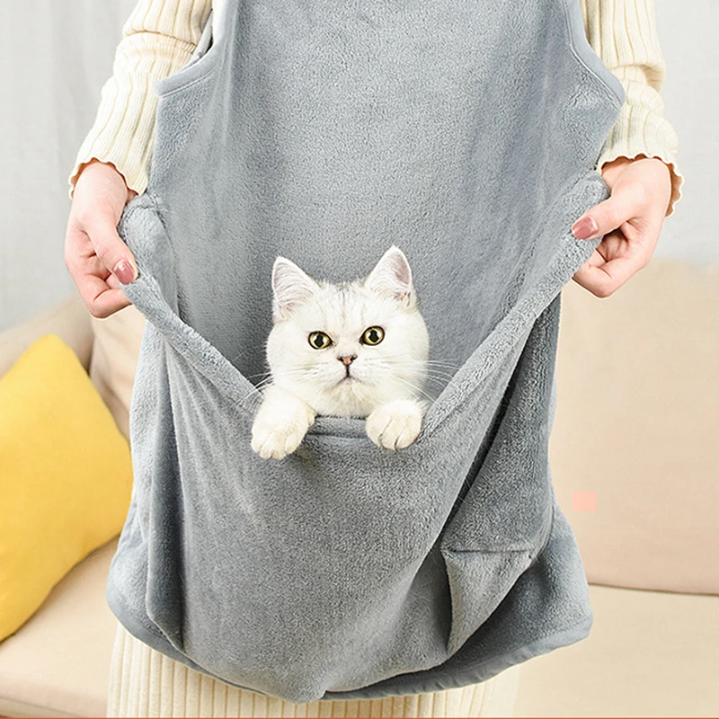 Pet transport apron, hanging chest bag for cats and puppies, plush, winter supplies — image 2