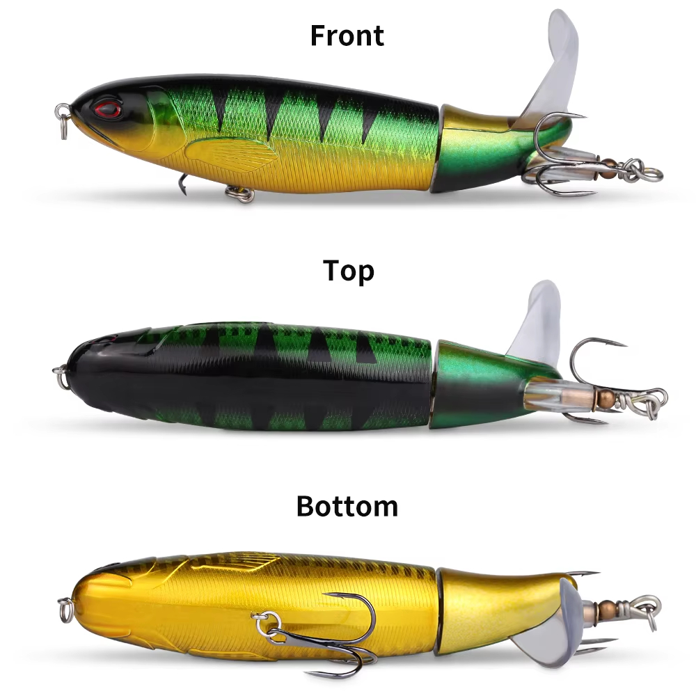 5pcs/1set Señuelo de Pesca Tipo Lápiz de Superficie 13g 10cm, Carnada Dura con Cola Flotante Giratoria para Lubina, Trucha, Agua Dulce y Salada — imagen 3