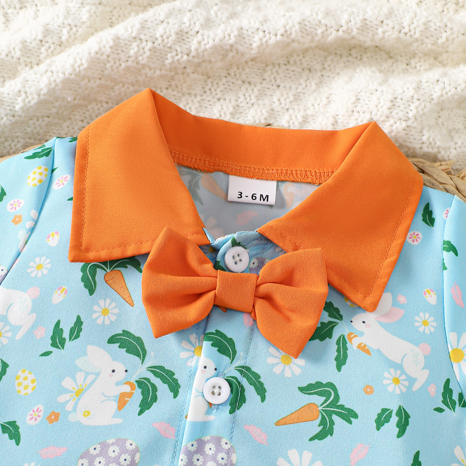 Baby Clothes Summer Lightweight Rabbit All-Over Print Shirt Romper with Overalls Shorts Two-Piece Set Boy Formal Outfit Set — image 4