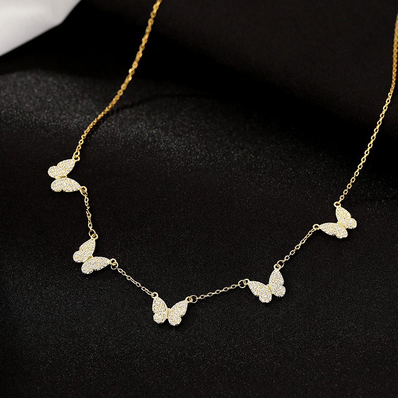 S925 silver personalized butterfly pendant tassel necklace women's cool style bow clavicle chain — image 5