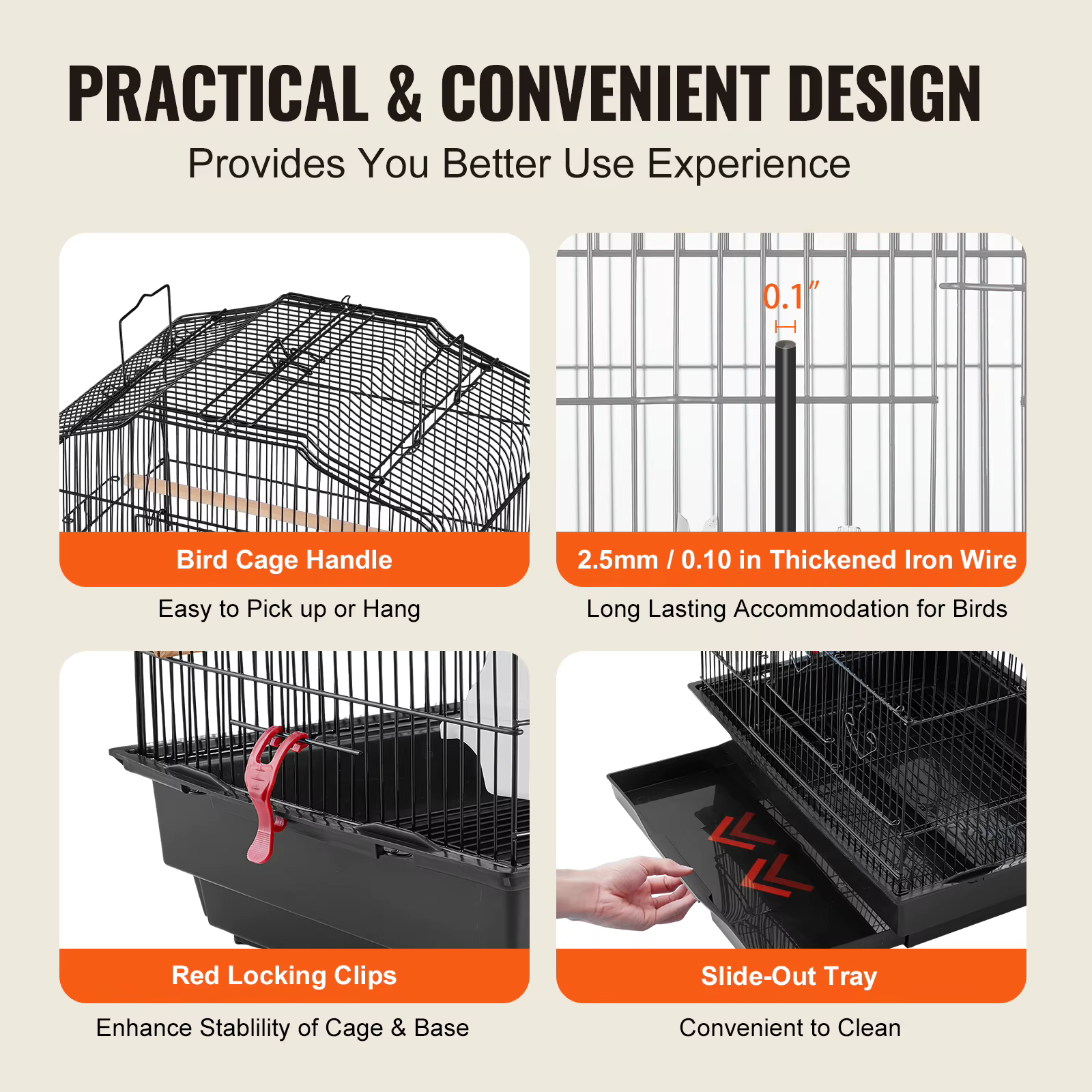 Cage de pájaro abierto grande para aves de todo tipo - Volante para mascotas con columpio y percha — imagen 6