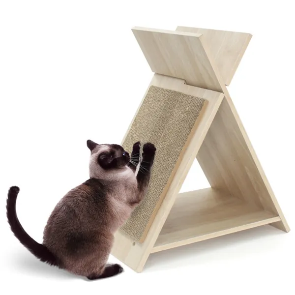 Gato Multi-Funcional con Superficie de Rasguño - 18.5"x12"x21", Zona de Rasgueo, Túnel y Silla de Madera — imagen 4