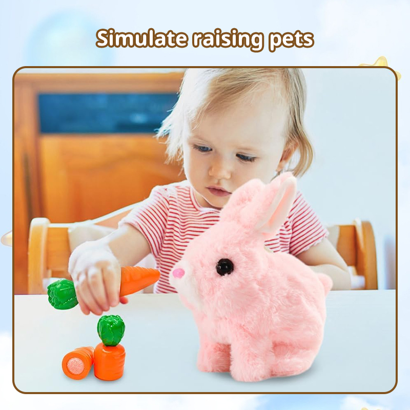 Upgraded Interactive Bunny Toy. Hops, walks, talks, shakes ears. Plush Gift for Kids (Grey) — image 7
