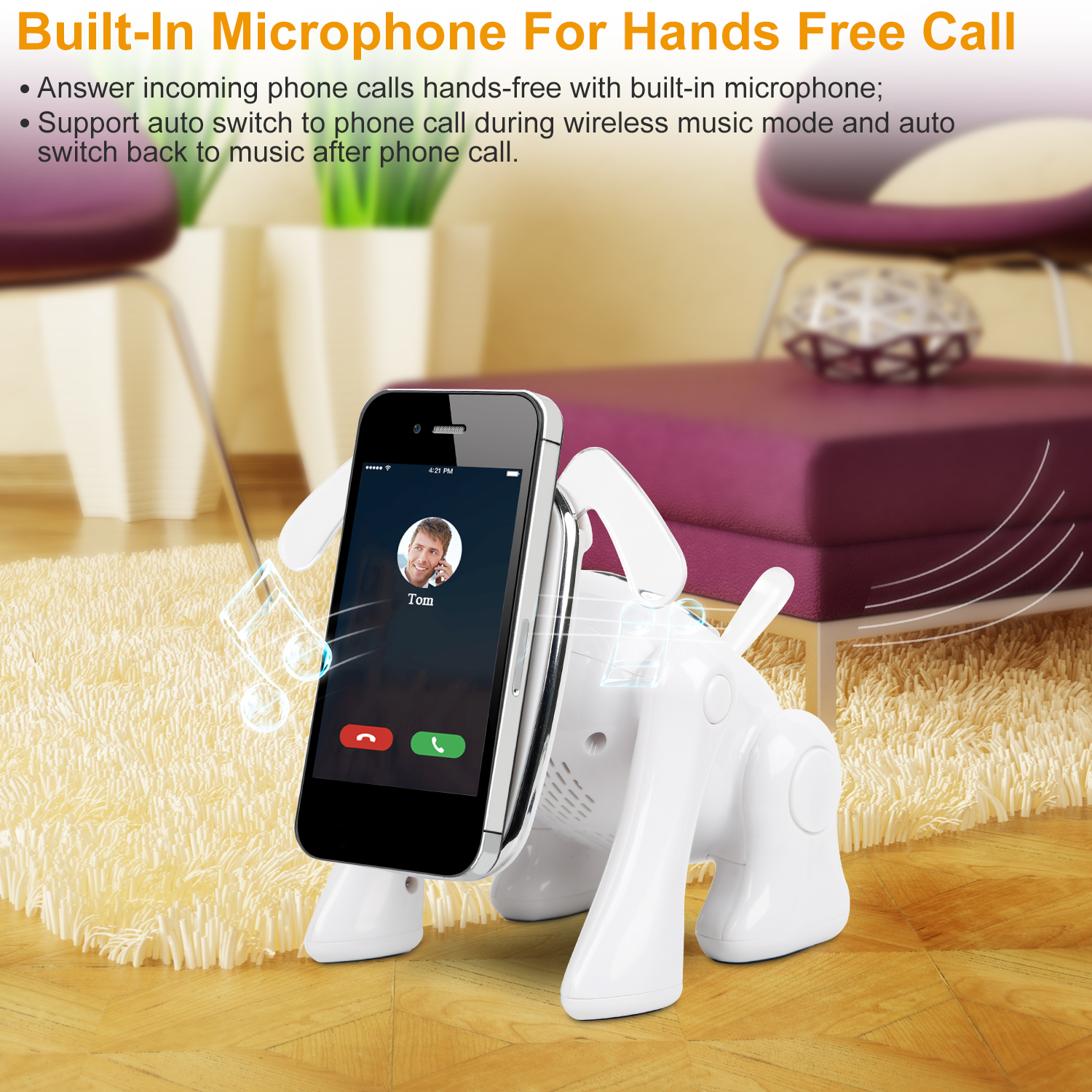 Puppy Dog Wireless Speaker Portable Mini Music Player Stereo Cute Animal Speaker With Built-In Mic FM Radio Stereo Bass MMC Card Slot USB Port For Cellphone Tablet — image 9