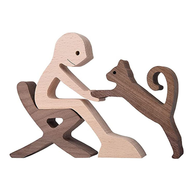 Escultura de Madera para Decoración de Hogar con Perro y Dueño - Regalo de Navidad para Amantes de los Animales — imagen 50