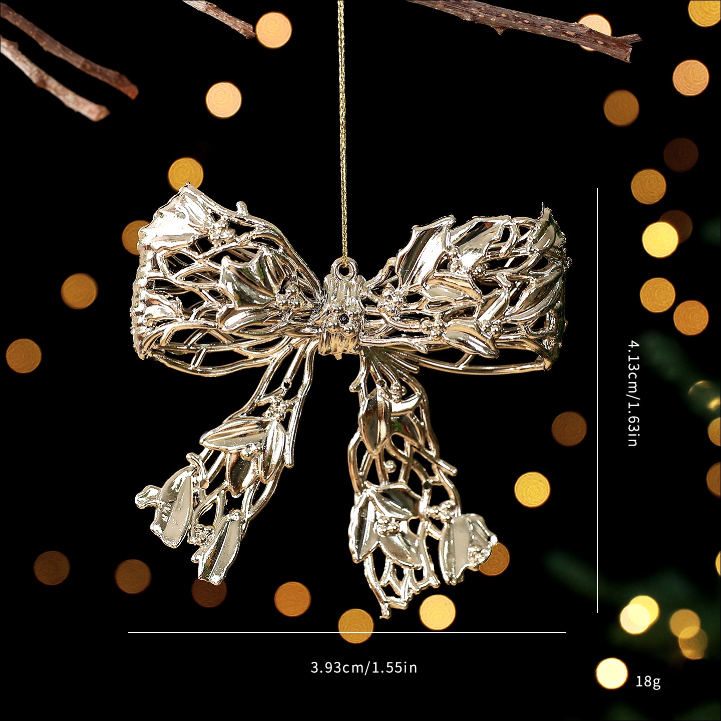 Festive Gold Plated Christmas Tree Ornament Accessories Snowflake Deer Holiday Decoration Hanging Decor — image 17
