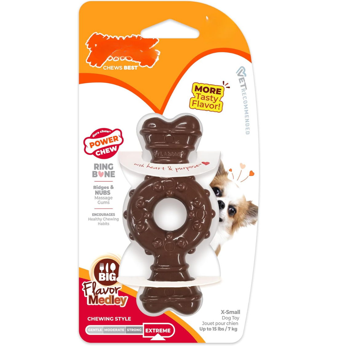 Power Chew Ring Bone Dog Toy Flavor Medley, XSmall Durable Chew Toy For Aggressive Chewers — image 1