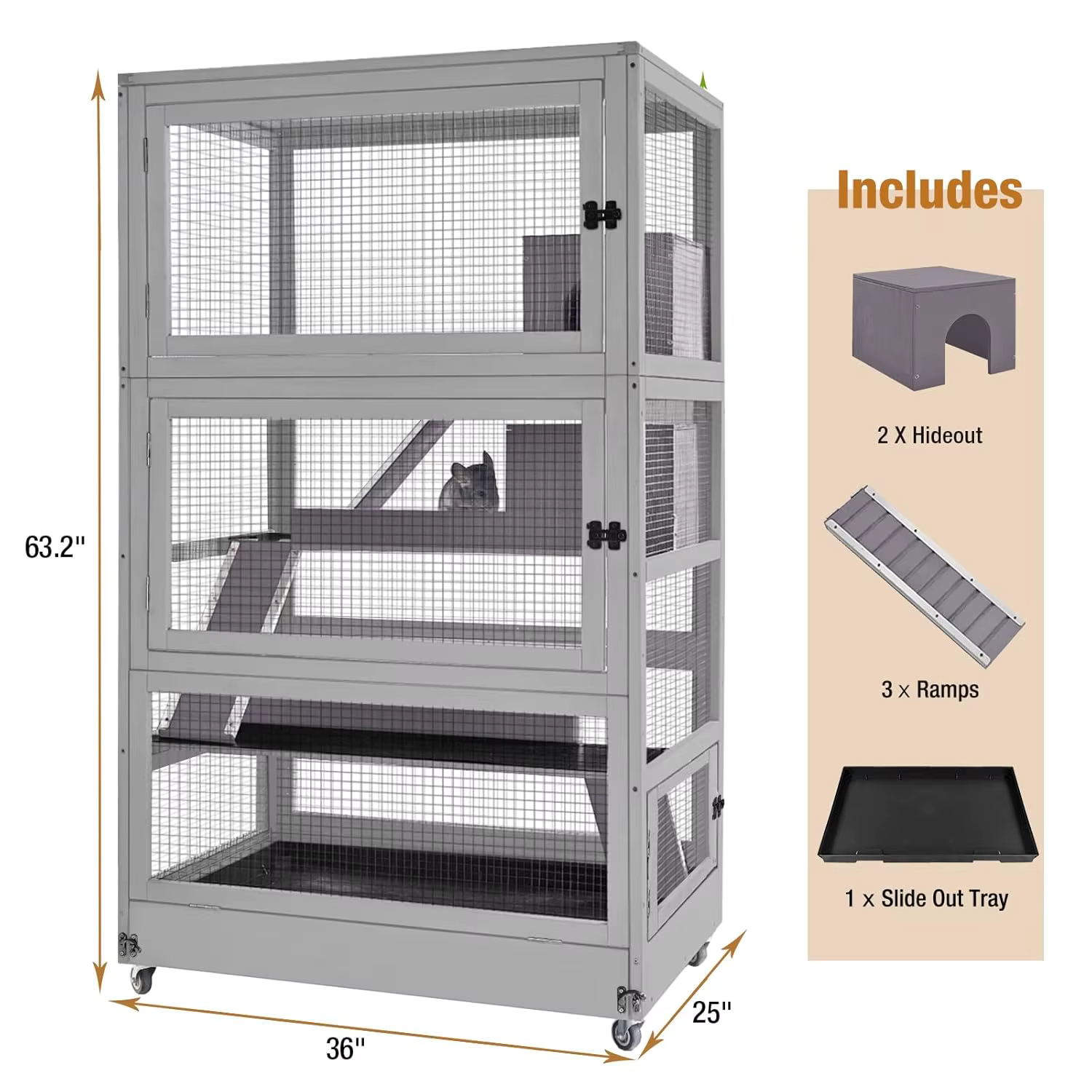 Caja para Ferretos Casa de Chinchillas Grande 4 Niveles Perfecta para Ferretes, Chinchillas, Ratas, Ardillas y más — imagen 6
