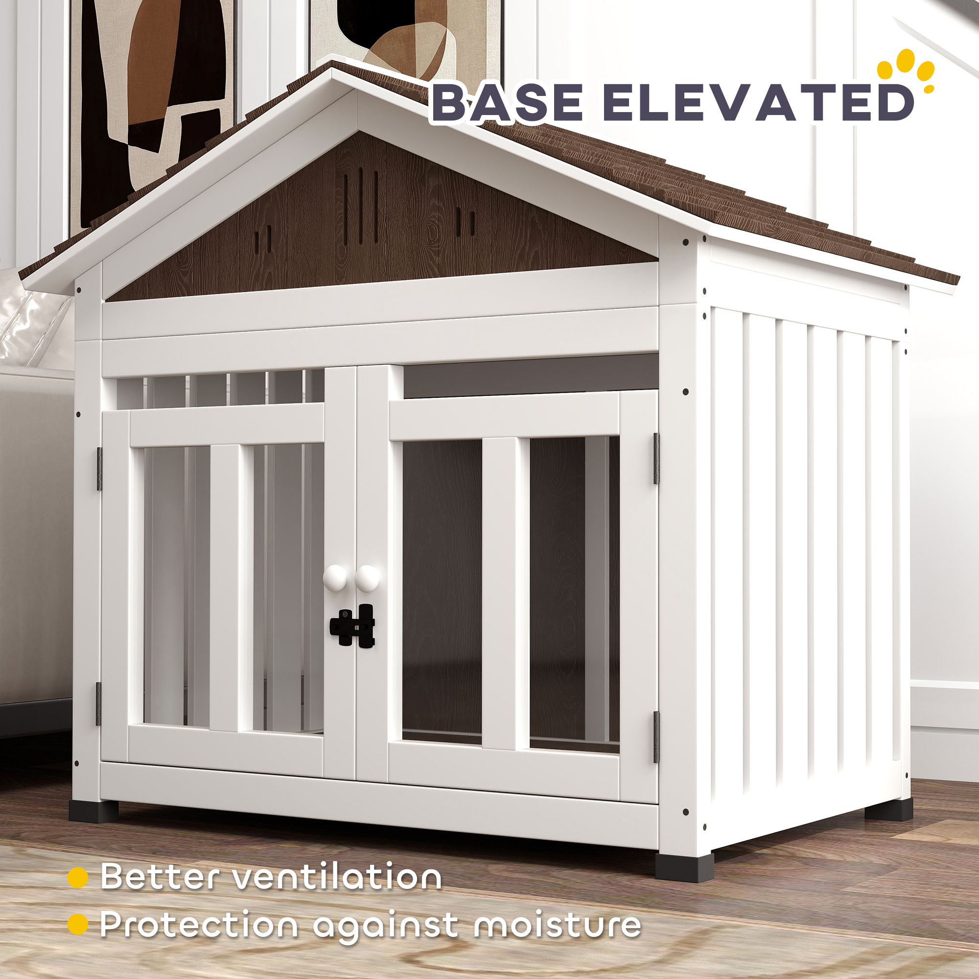 Casa de Perro en Madera L para Pequeños, Medianos y Grandes Perros con Ventilación y Piso Elevable Removible — imagen 8