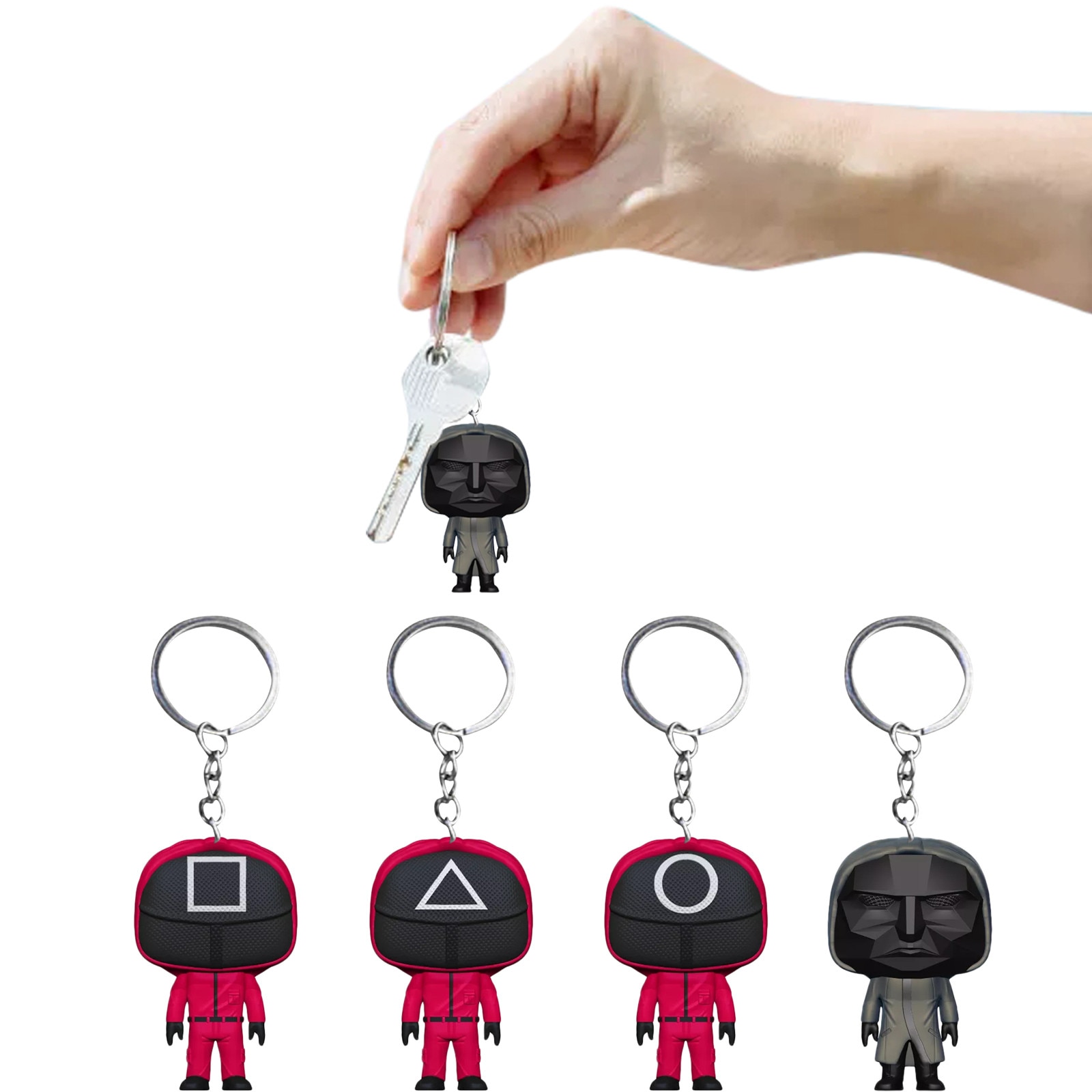 Squid Game Keychain Soldier Spopular Triangle Series Creative 3d Mini Doll Figurine Key Ring Car Backpack Pendant Gift Ornament — image 6