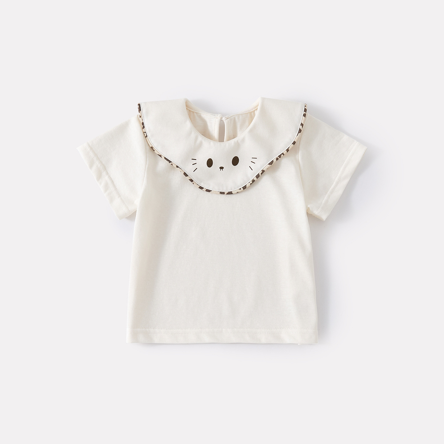 Cartoon Peter Pan Collar Short Sleeve Girl's Stylish Leopard Print Ruffle Strap Dress — image 6