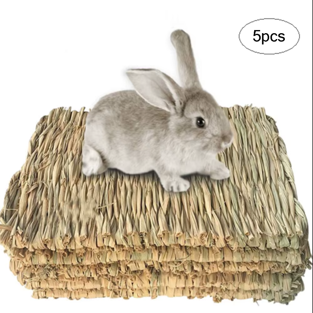 5 Pcs Small Animal Lawn Mat Woven Mattress Rabbit Bedding Nest Chew Toy Bed Toy Suitable For Guinea Pig Parrot Rabbit Hamster — image 2