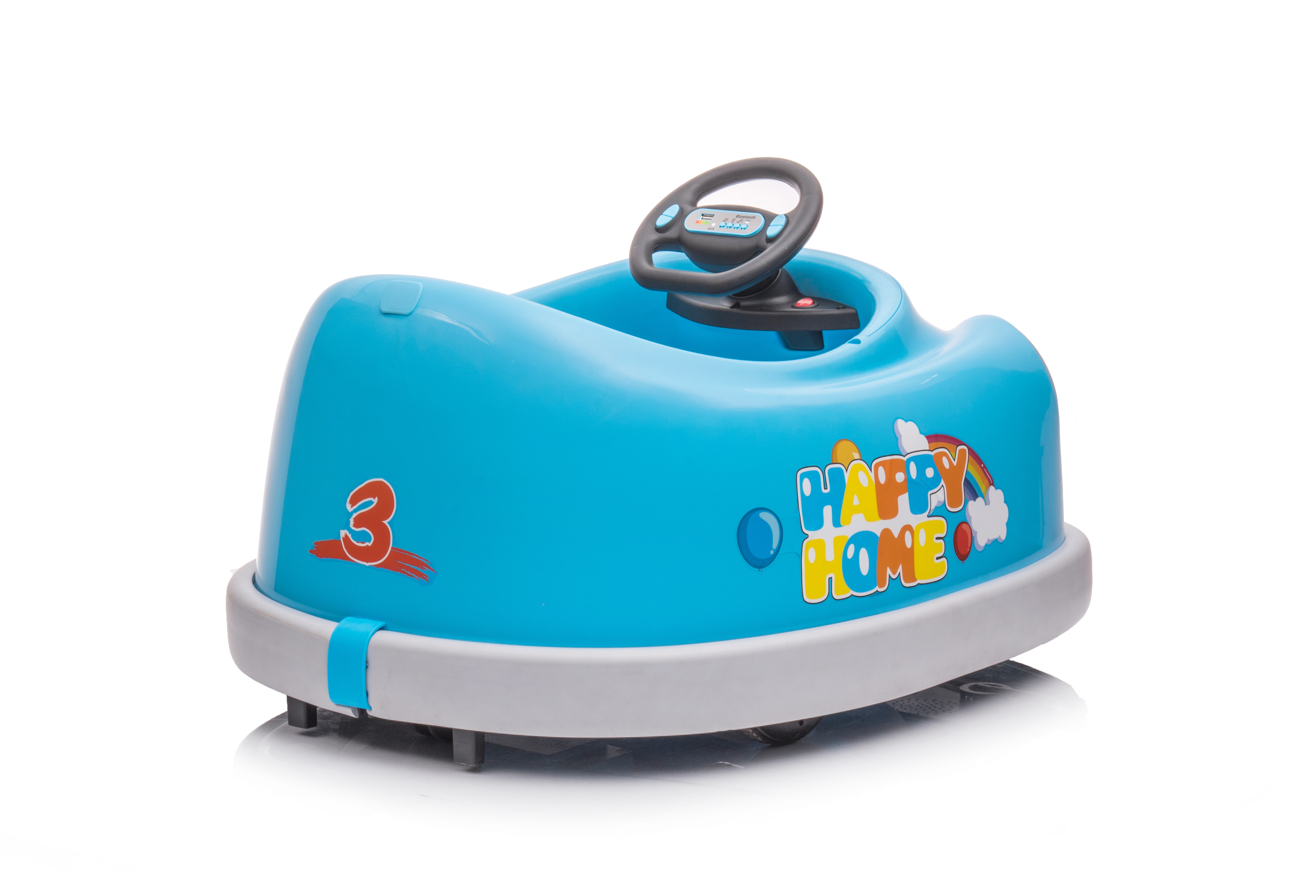 Coche de Choque para Niños, 12V Acción Dual Edad 1-6 Años Coche Eléctrico para Niños con Palanca Comida Placa USB BT Música Modo Caballo de Roca Protección contra Colisiones Coche de Carrera para Niños — imagen 5