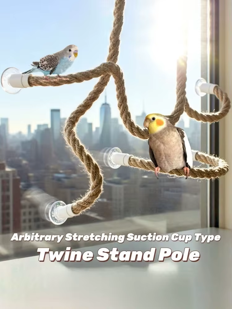 Linen Rope DIY Bendable Perch for Birds Non-slip Comfortable Grip Suction Cup Bird Climbing Rope Stable Durable 2026 — image 1