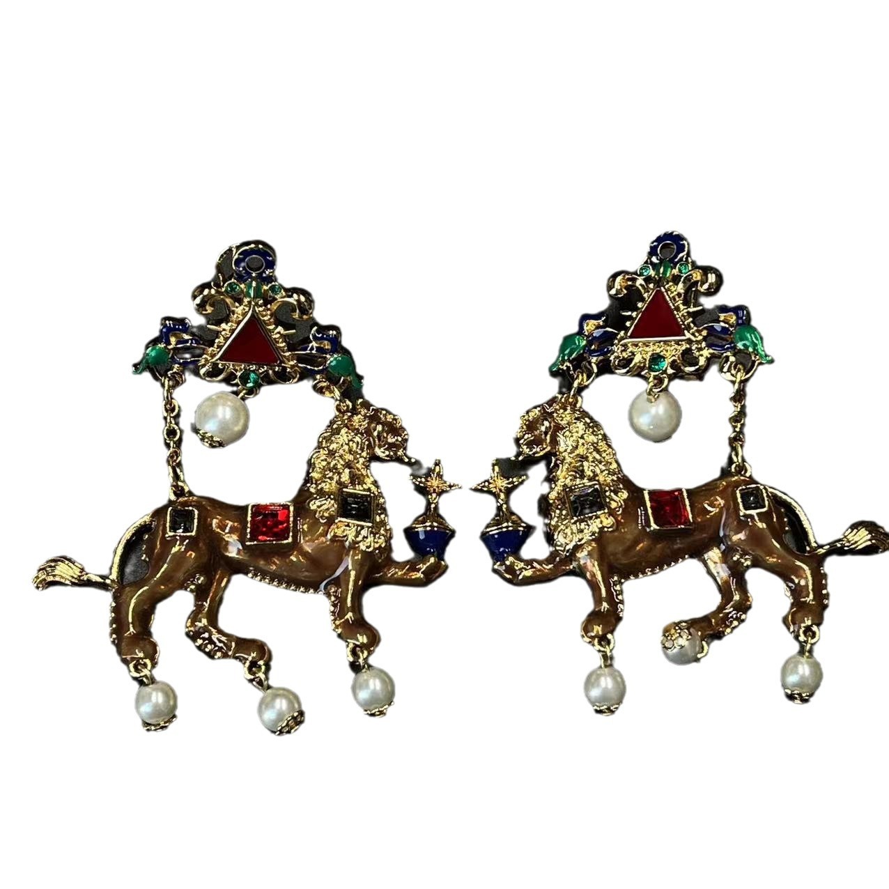 Pendientes de varios elementos con animales de estilo retro de esmalte — imagen 6