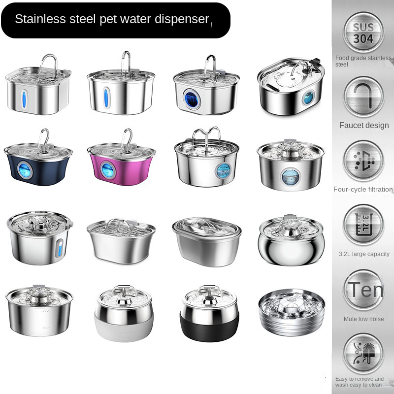 Stainless Steel Smart Pet Water Dispenser with Automatic Circulation and Filtration, Large Capacity Feeder for Cats and Dogs — image 1
