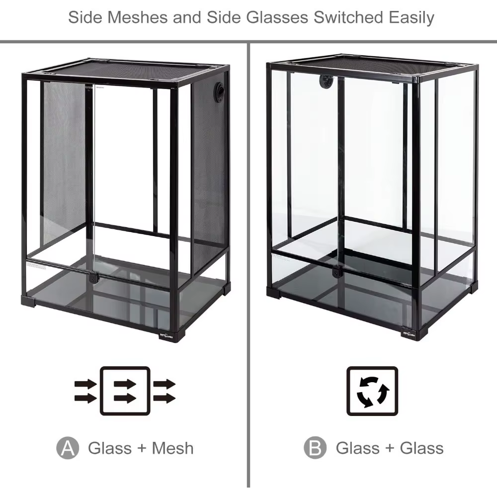 Glass Reptile Terrarium Tall 67 Gallon Rainforest Habitat with Double Hinge Door and Screen Ventilation — image 4