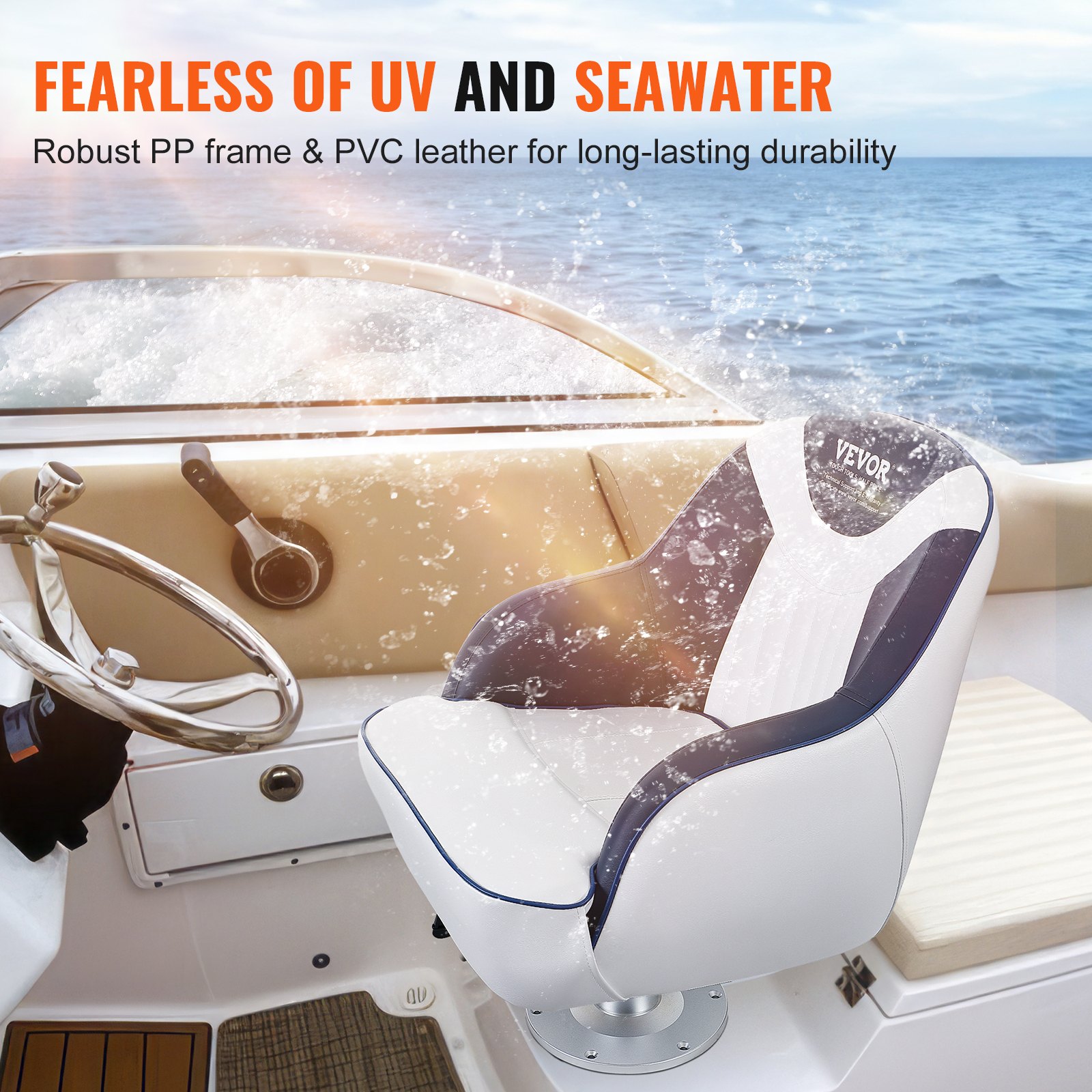 Asiento de Capitán para Barcaza con Rejilla de Espuma Espesa, Silla de Pescador con Soporte Completo, Asiento de Capitán para Lancha, Barco de Visita, Velero, Canoa, 1-Pieza — imagen 5