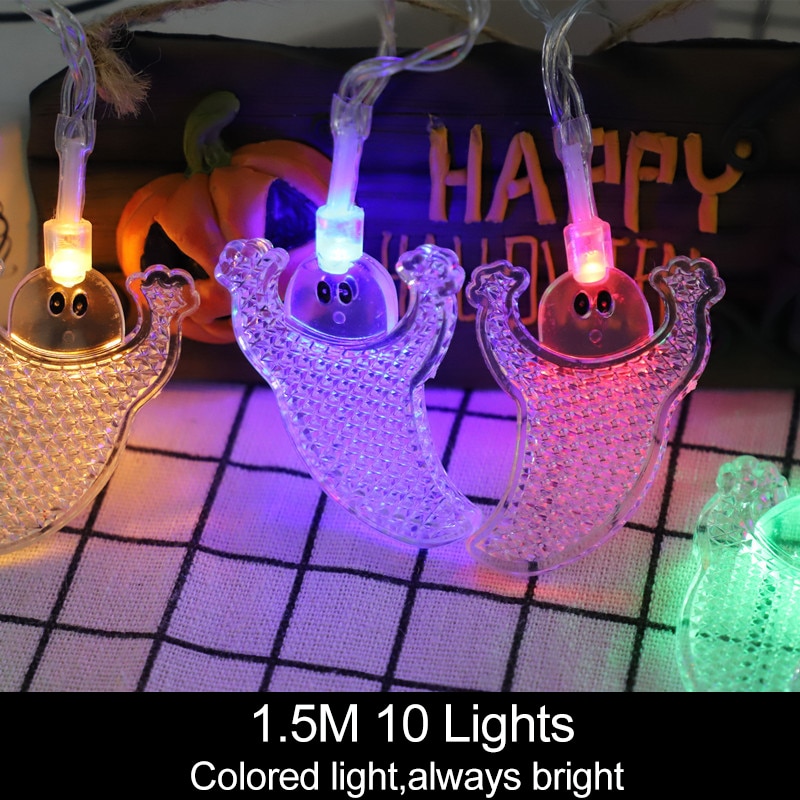 1.5m 10Led Halloween Pumpkin Ghost Skeletons Bat Spider Led Light String Festival Home Bar Party Decor Halloween Ornament — image 17