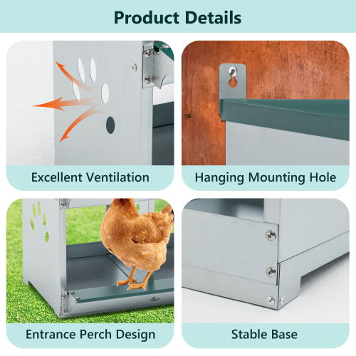 Nidales para Gallinas de 4 Compartimentos, Nidales Metálicos para Montaje en Pared, Caja Ponedora de Huevos para Diferentes Razas de Gallinas — imagen 3