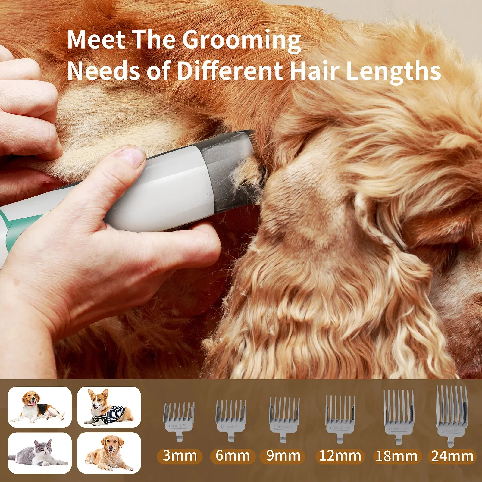7 in 1 Pet Grooming Vacuum Kit Dog Grooming Clippers Pet Hair Remover with Power Large Suction & Low Noise Pet Hair Kits — image 4