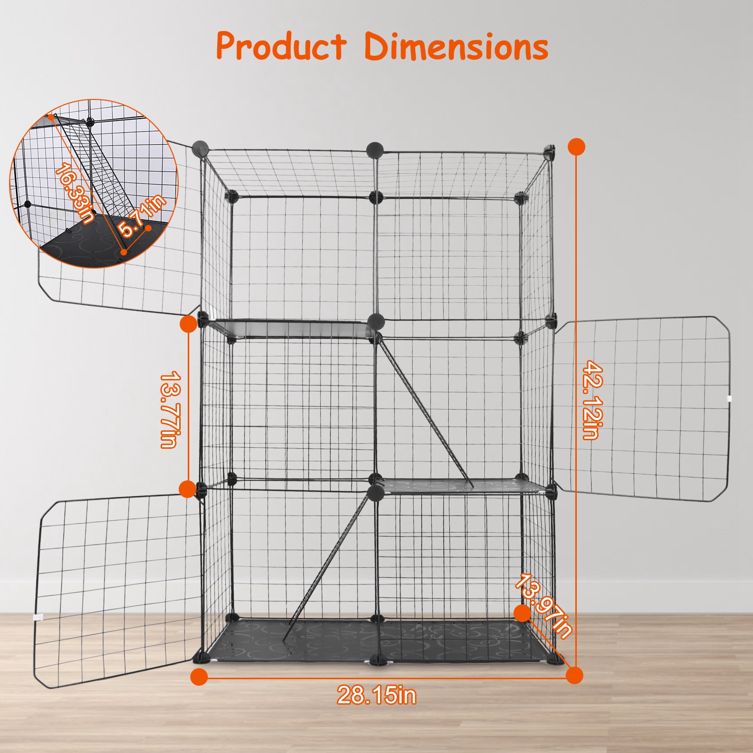 Cat Cage DIY Indoor Pet House, Small Animal House. Detachable Playpen With 3 Doors And 3 Layers, Suitable For Kittens, Puppies, Rabbits — image 3