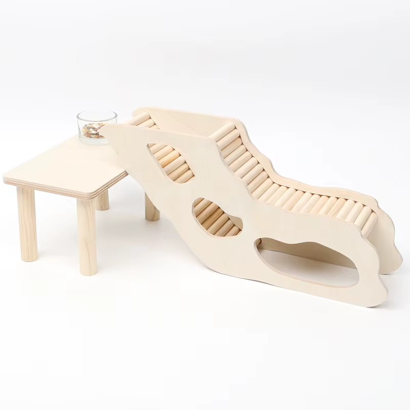 Wooden Hamster Tunnel with Climbing Ladder for Small Pets - Hideout Playhouse for Gerbils Mice Hamsters - Underground Shelter — image 5