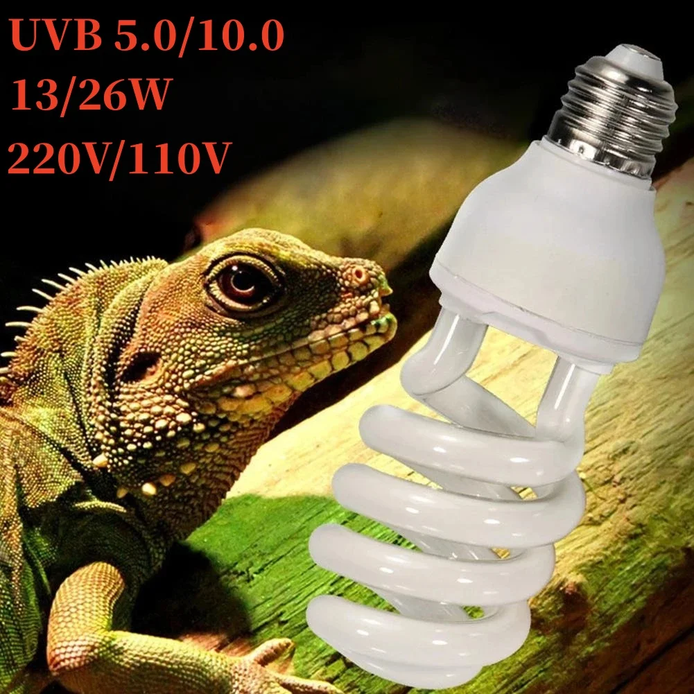 Lámpara de calor y UVB 5.0/10.0 para reptiles, 13W/26W - Energía ahorradora, luz de terrario para bajar