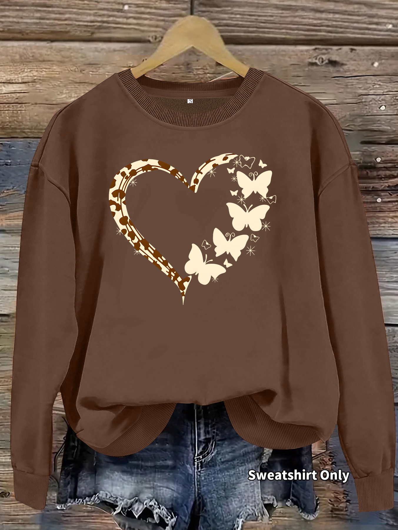 Butterfly and leopard print heart-shaped fleece hoodie — image 13