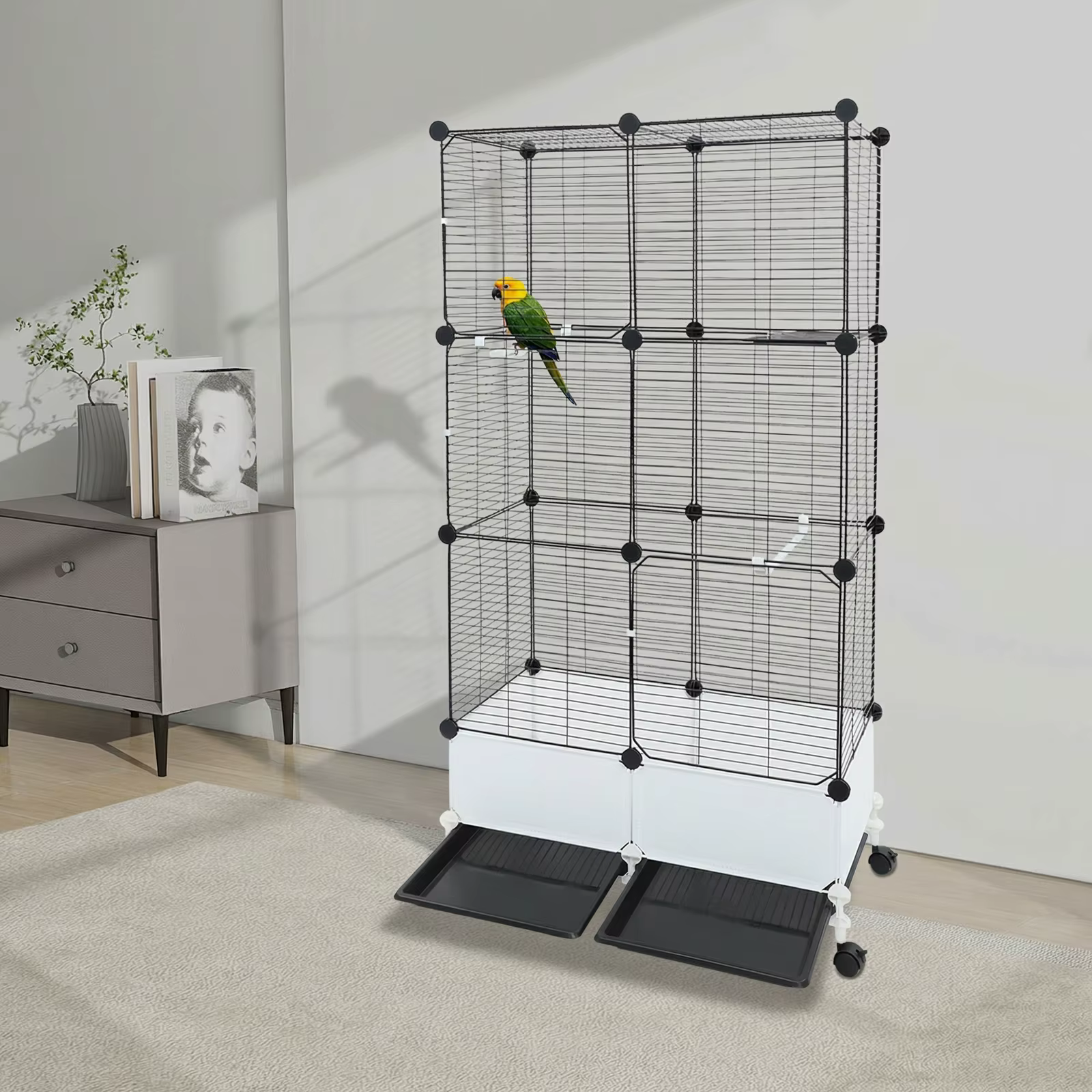 Large Parrot Cage, Standing Bird Cage 29x14x55 Inch, Spacious Birdcage with Splash Guard & 6 Locking Wheels — image 5