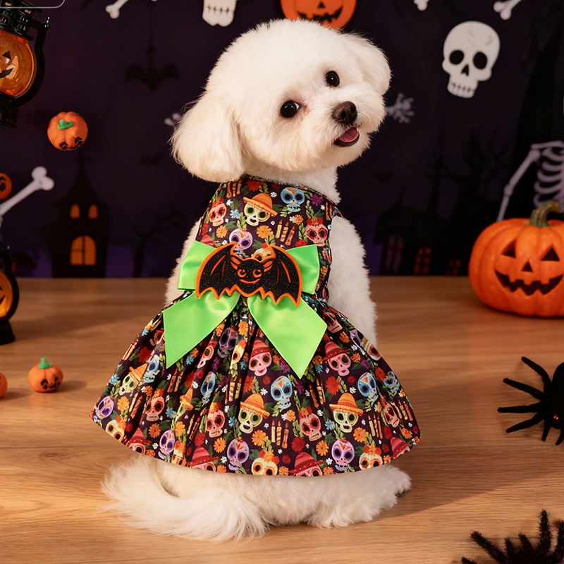 Halloween Pet Dog Costume Skull Bat Blood Drop Dress — image 2