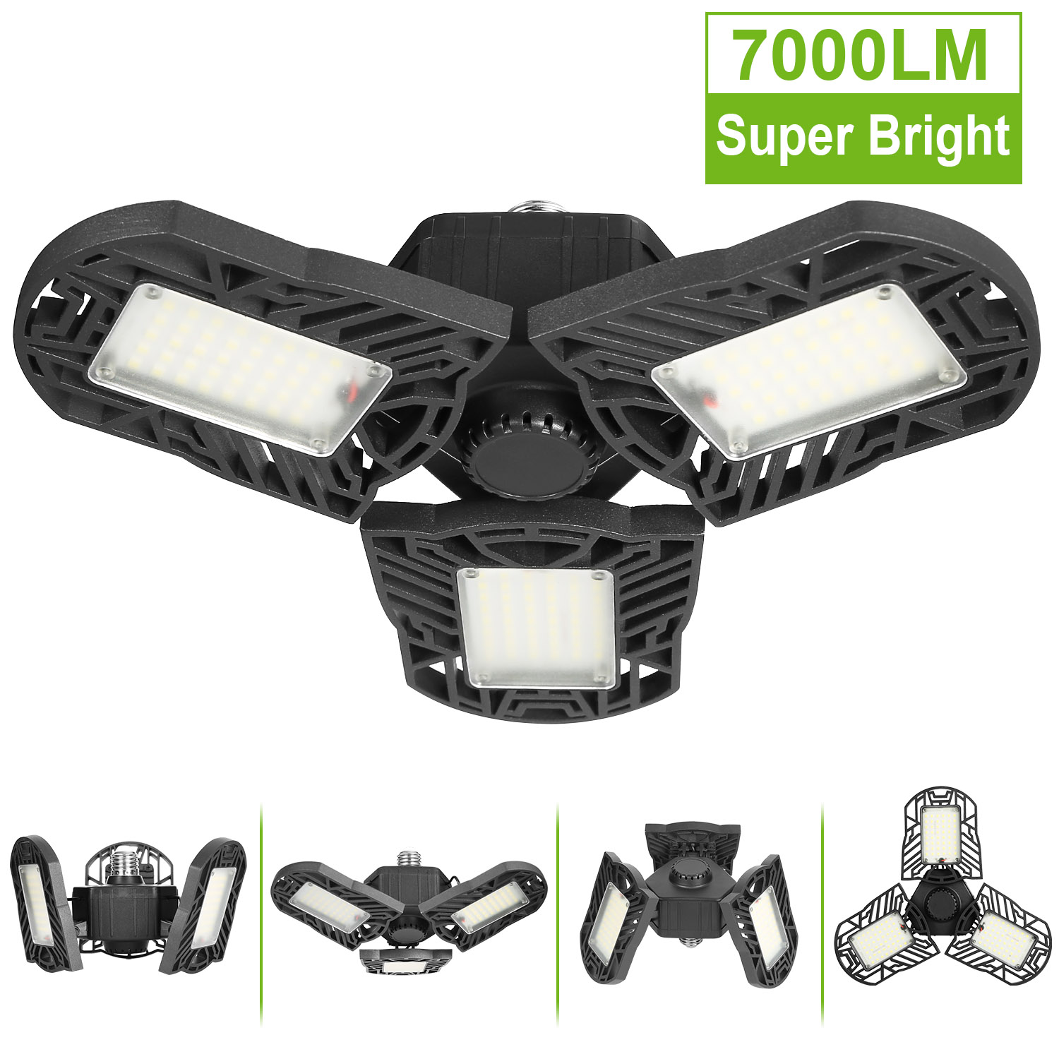 LED Garage Light E26 E27 80W 7000LM 6500K Garage Ceiling Light Deformable Workshop Lamp Die Cast Aluminum LED Ceiling Light Bulbs With 3 Adjustable Panels For Barn Shop Warehouse Workshop C — image 8