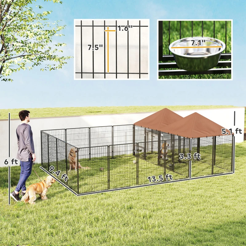 Casa para Perros al Aire Libre Grande con 2 Habitaciones, Comidas Rotativas y Altura Ajustable, Envíos de Paquetes Diferentes - Atención a las Dimensiones y Peso en los Detalles — imagen 1