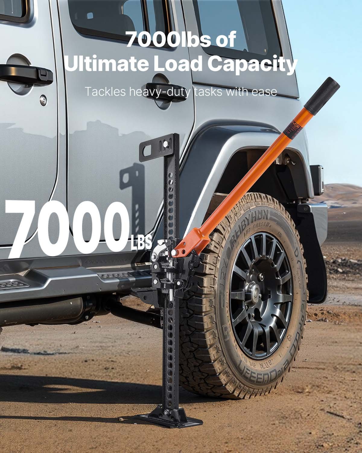 Farm Jack de 34" de Elevación Alta para Granjas, Capacidad de 3.18 Toneladas (7,000 Lbs) con Mecanismo de Enganche y Rueda de Rodaje para Camiones, Tractores y Vehículos Off Road — imagen 5