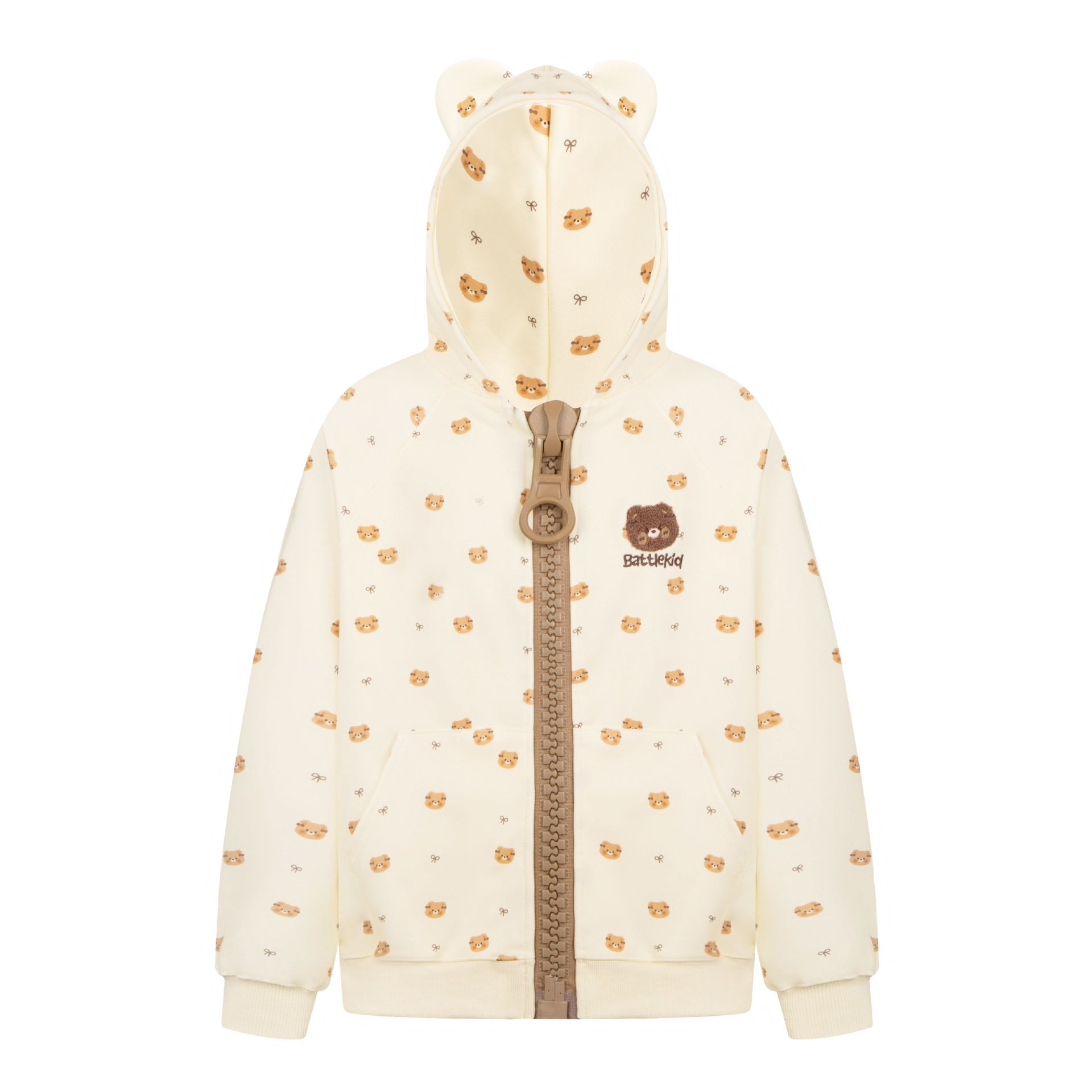 Cute Bear Print Zip-Up Hoodie for Women, Casual Hooded Cardigan Jacket — image 8