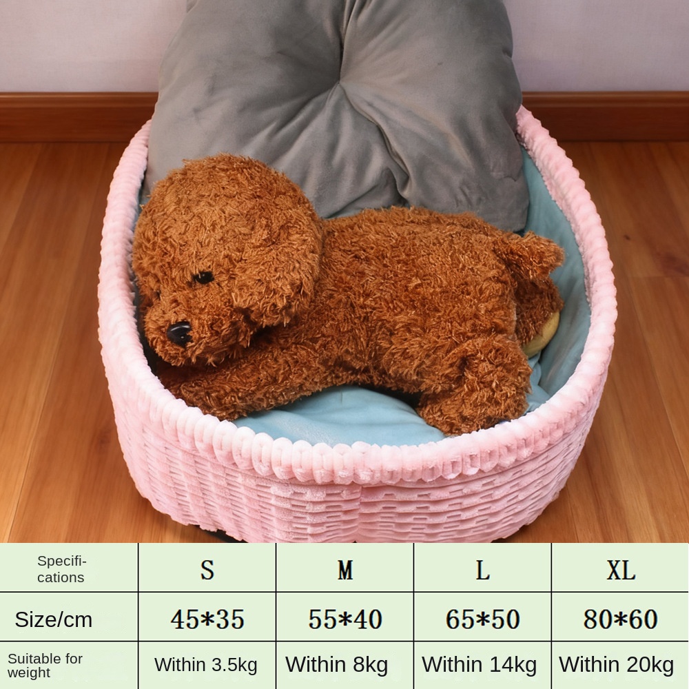 Casa para Perros Invierno: Cama de Felpa Semi-Cerrada para Mascotas, Colchón de Madera para Canes y Gatos — imagen 7