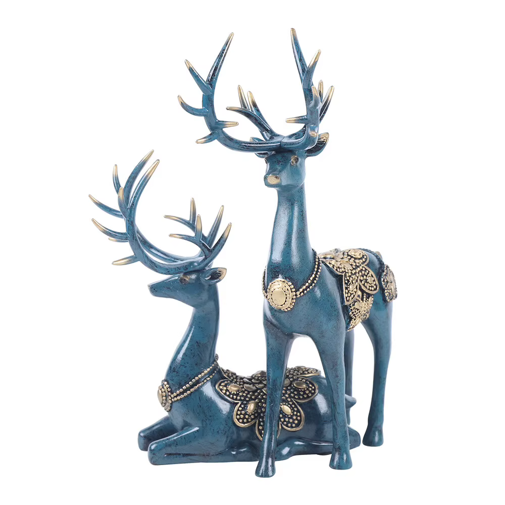 Figura de Ciervo Azul en Resina Retro Europeo: Estatua Decorativa para Salón, Mesa, Habitación y Recepción — imagen 3