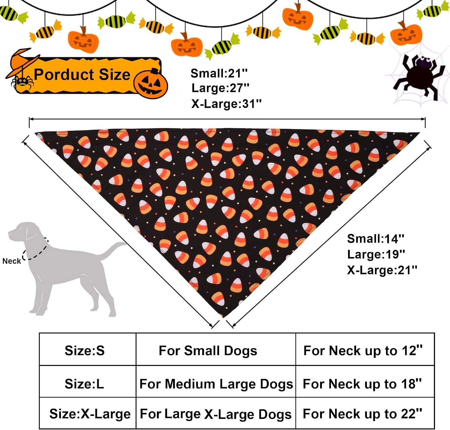 Dog Bandanas 4 PCS, Skeleton Ghost Pumpkin Pet Scarves For Dogs, Adjustable Triangle Bibs, Large — image 4
