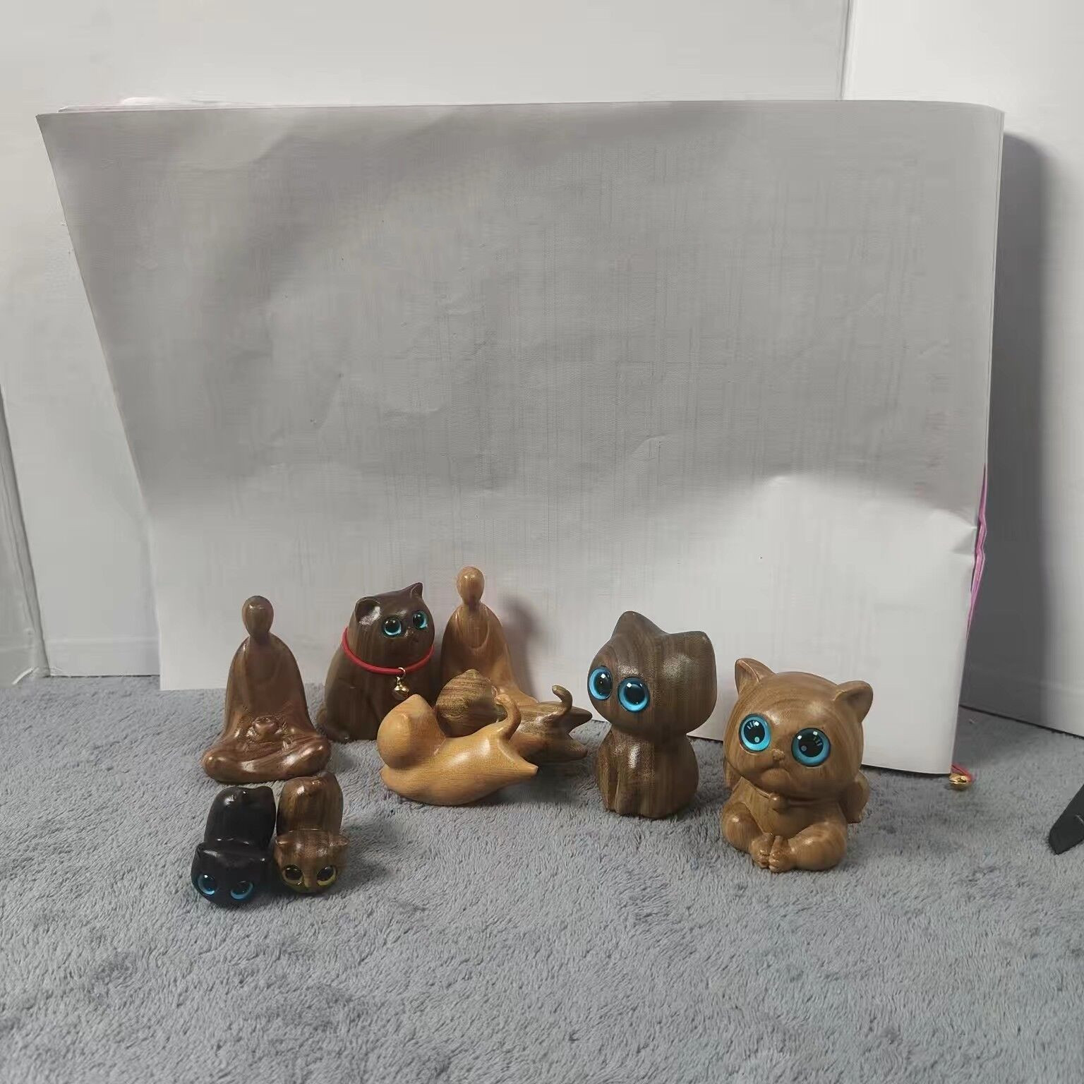 Sandalwood Kitten Ornaments Cute Hippo Mini Wooden Cat Play — image 6