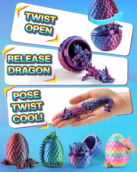 Huevos de Dragón 3D Impresos de 20 cm, Misterioso Huevo de Dragón con Cristal para Cajas de Pascua, Juguetes Únicos y Decoración de Fantasía (4 Piezas) — imagen 3